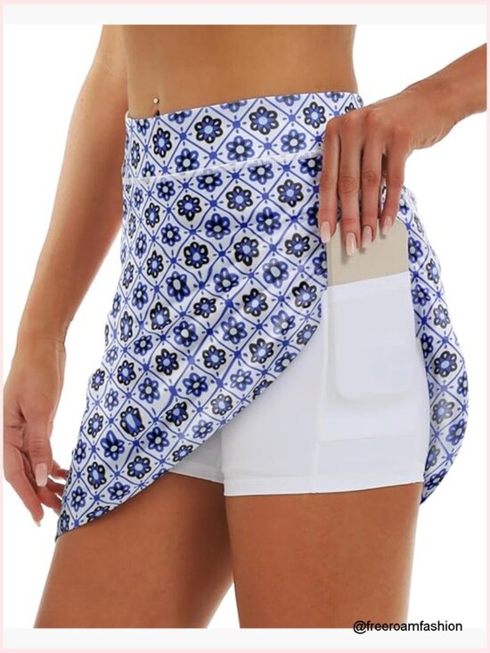 Pants - Women's Athletic Skort with Pockets 17" Inner Shorts Skirts